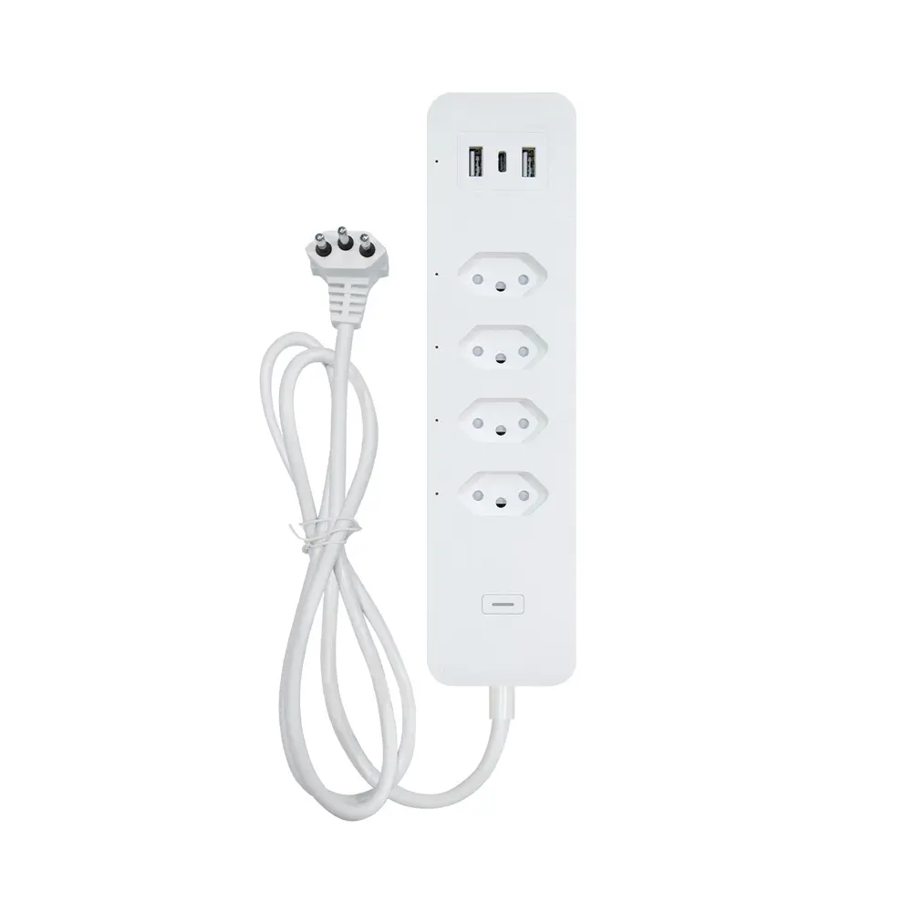 WiFi Smart Home ตัวป้องกันไฟกระชาก4ช่อง,เต้าเสียบปลั๊กจากบราซิลเต้ารับไฟฟ้า2ช่องเสียบ USB Type C Tuya Smart App รีโมทคอนโทรล