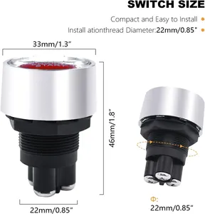 SPST 50A 12V Start Switch 3pin vite Push Car Start interruttore pulsante motore interruttore avviamento automobilistico auto con LED colorati - Product Image 3
