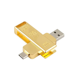 2 in 1 Metal Gold bar <strong>Type</strong> C USB <strong>Flash</strong> <strong>Memory</strong> Sticks OTG Pen Thumb Drives for Mobile Phone Tablet Laptop PC - Product Image 2