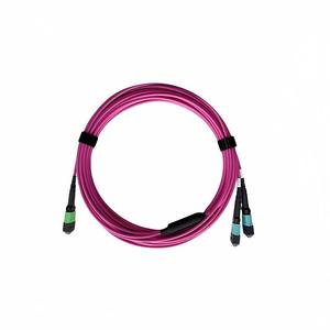 マルチモード16コアMPO APCからデュアルMPO UPC OM4パッチコードLSZH PVCカスタム長<span class=keywords><strong>MTP</strong></span> MPOファイバーパッチコード