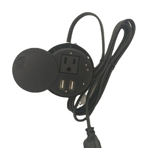 巴渝家具美国桌面圆形单插座插座电源板安全带USB端口 - Product Image 1