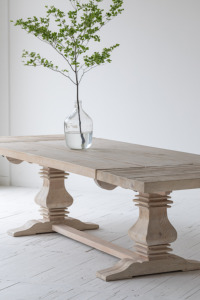 法国家具工业乡村再生松木栈桥桌延伸乡村天然台面大塔菲尔木餐桌 - Product Image 4