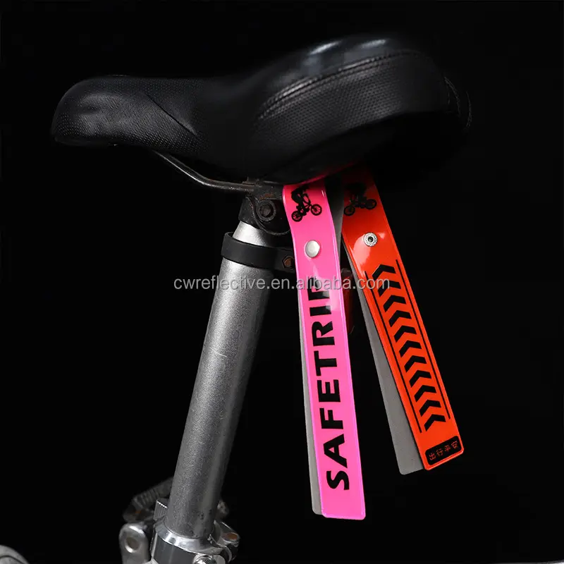 Custom Logo Personalized Bicycle Road Bike Saddle Reflective Ribbons Cycling Reflector Hanger Stripes For Decoration