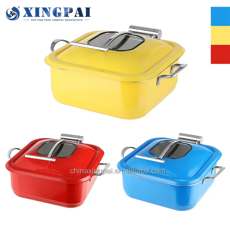 XINGPAI restaurant equipment 304 stainless steel mini food warm buffet stove colorful chaffing dish for catering buffet