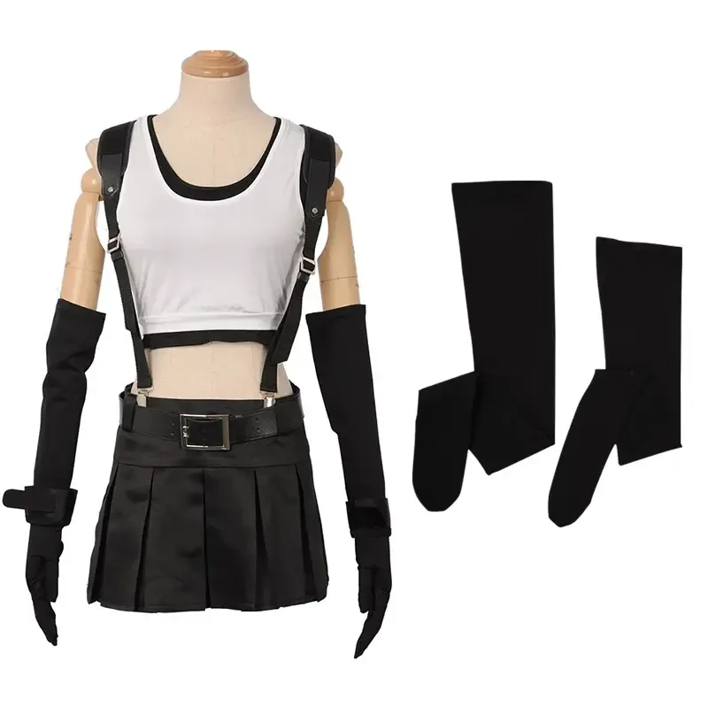 Fábrica 2024 alta calidad Final Fantasy VII Cosplay Tifa Lockhart disfraz niña traje chaleco deportivo falda Cosplay calcetines Cosplay