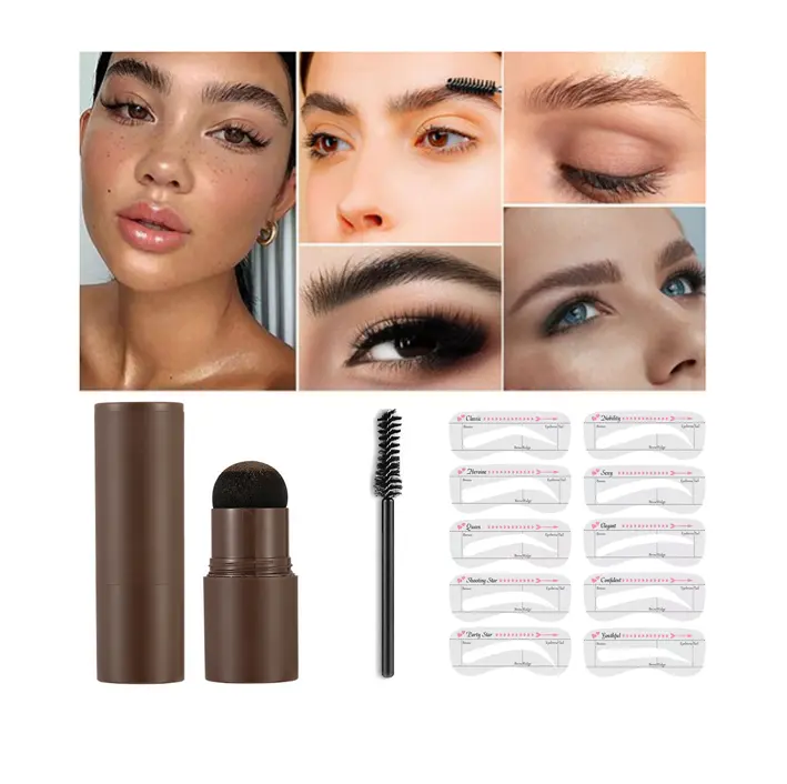 Sopracciglio stampa One Step Natural Brow Powder Private Label sopracciglio Stencil Kit timbro sopracciglio