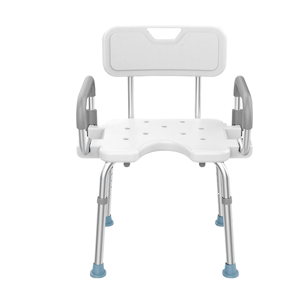 Chaise de douche avec dossier et accoudoirs relevables