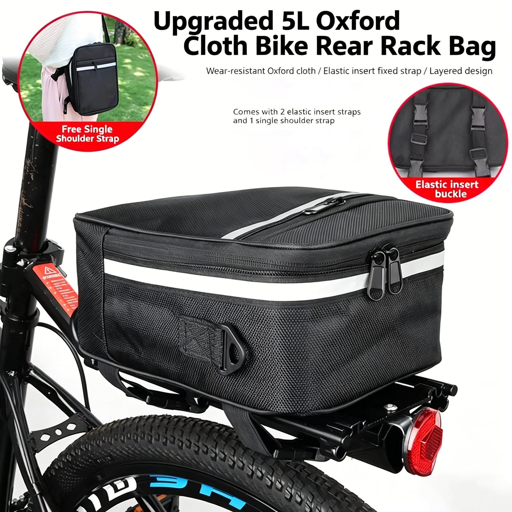 Sac de siège arrière 5l amélioré de type C - Noir