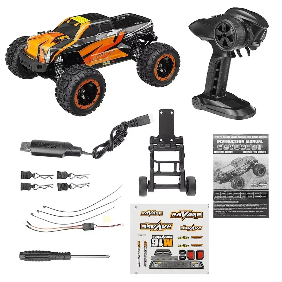 1/16 HBX 16889A Pro parti metalliche aggiornate Fast 2.4G 4WD Monster Racing Car modelli di veicoli per autocarri ad alta velocità con motore Brushless