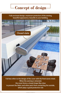 Üstün kaliteli ticari kahve dükkanı geri çekilebilir açık tente PVC pencere veranda ve balkon için beyaz çerçeve ile motorlu - Product Image 2