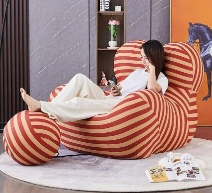 Divano grande 118 cm in seta ghiaccio a righe gialle e rosse