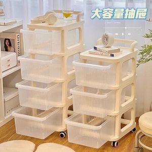 トロリーパントリーオーガナイザーキッチンバスケットホイール付きハンドルビン引き出しカートプラスチック折りたたみボックス家庭用雑貨ビン