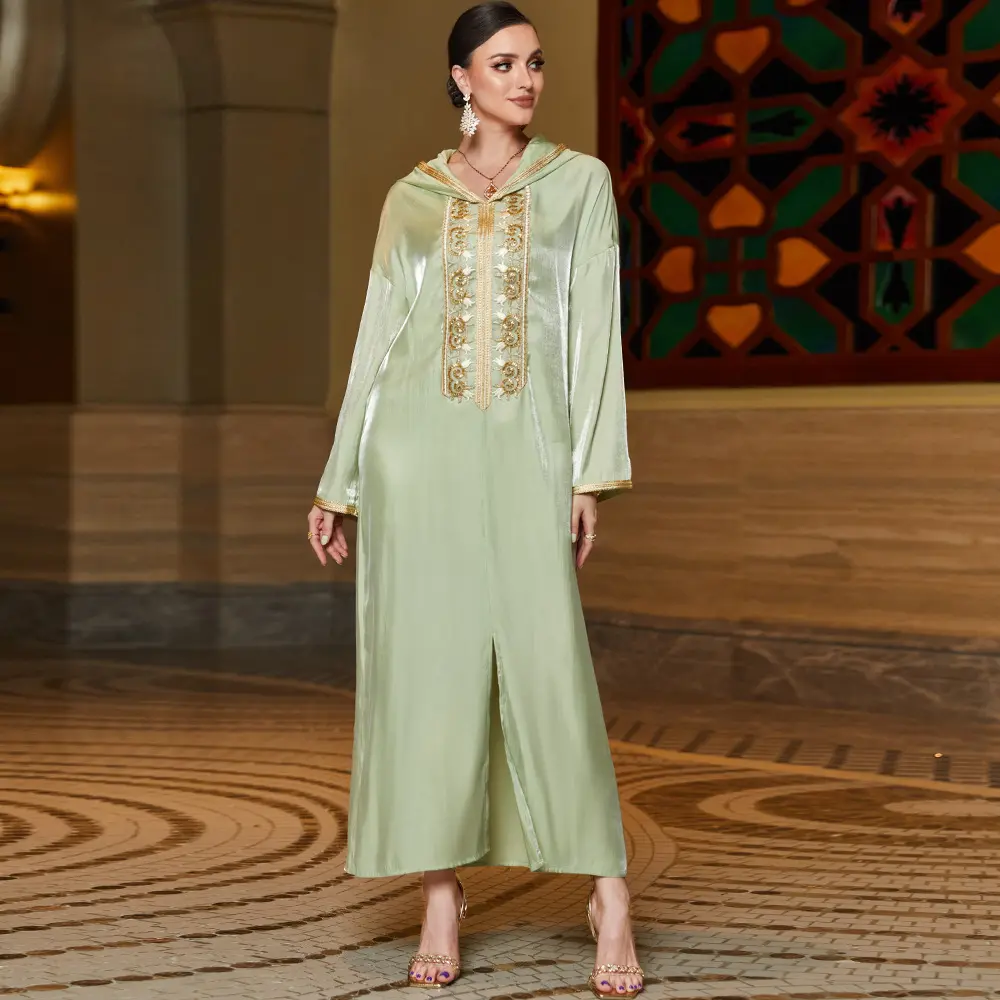 Yeni moda uzun etek müslüman çiçek baskılı elbise fas kaftan elbiseler arapça müslüman uzun elbise