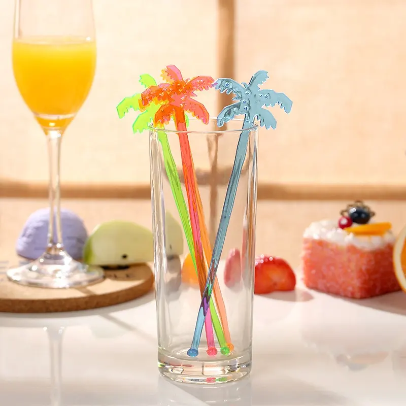 Transparente plástico Swizzle Sticks Cocktail Agitadores para Bebidas Reutilizáveis Café Agitadores