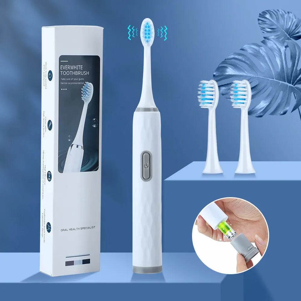 Cepillo de dientes eléctrico con vibración, limpiador sónico con batería AA, venta al por mayor, barato