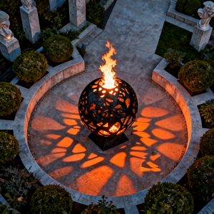 Châu Âu Mỹ Nghệ Thuật Sphere Sắt Lửa <span class=keywords><strong>Pit</strong></span> Với Mô Hình Cây Cutout Gỗ Ngoài Trời Đốt Lò Sưởi Cho Sân Vườn Patio - Product Image 6