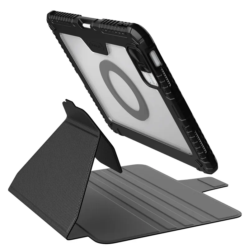 आईपैड 10.2 10.9 एयर 5 प्रो 11 प्रो 12.9 2022 के लिए X520 मैग्नेटिक टैबलेट केस आईपैड के लिए डिटेचेबल किकस्टैंड रग्ड लेदर केस