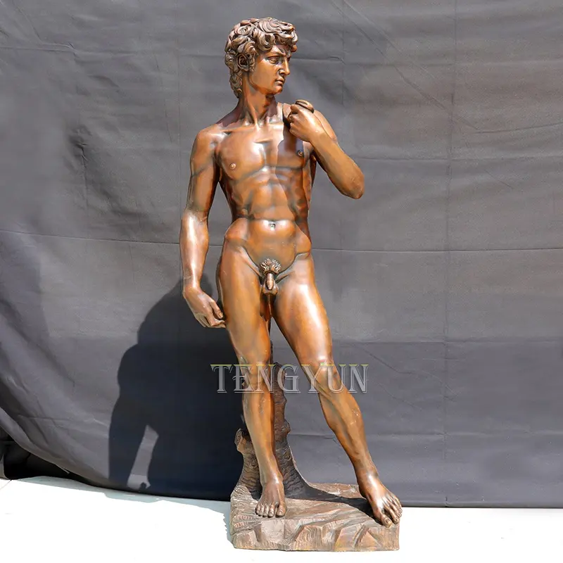 Jardim famoso antigo grego figura escultura vida tamanho nu bronze David estátua por Michelangelo