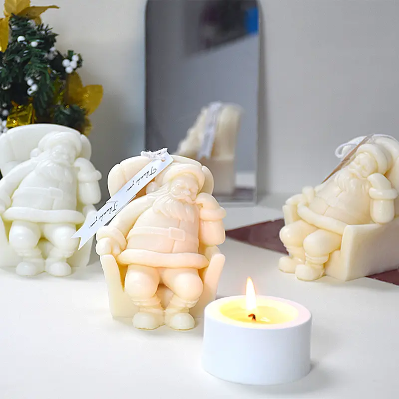 3D DIY 소파 산타 클로스 양초 실리콘 몰드 졸린 낮잠 귀여운 산타 클로스 수지 실리콘 몰드 크리스마스 선물 장식