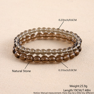 สร้อยข้อมือหินธรรมชาติ4มม. 6มม. 8มม. สำหรับผู้หญิงผู้ชายสร้อยข้อมือควอตซ์สีเขียวหยกสีเหลืองอาเกตยืดหยุ่นใช้ได้ทั้งชายและหญิง - Product Image 2