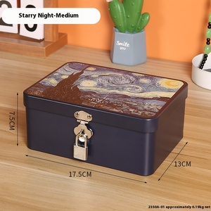 Cổ Điển Kim Loại Máy Tính Để Bàn Hộp Lưu Trữ Với Khóa Key Rỗng Mỹ Phẩm Giấy Chứng Nhận Lưu Trữ Hộ Gia Đình Đồ Trang Sức Tinplate Khắc Thiết Kế - Product Image 6