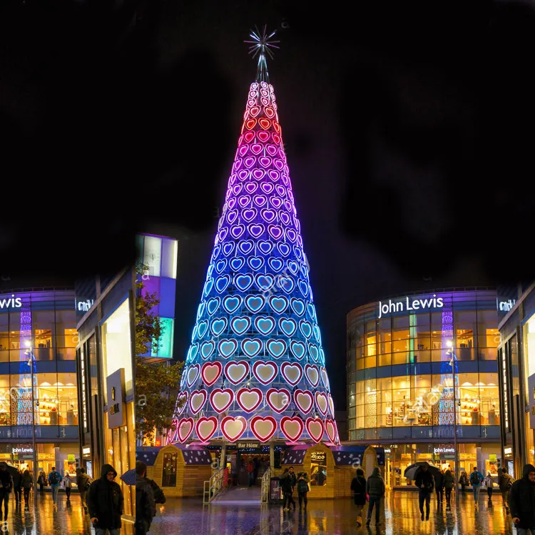 Armação de metal gigante feito sob encomenda da fábrica ao ar livre iluminada acrílica centro de compras 30 metros árvore de natal