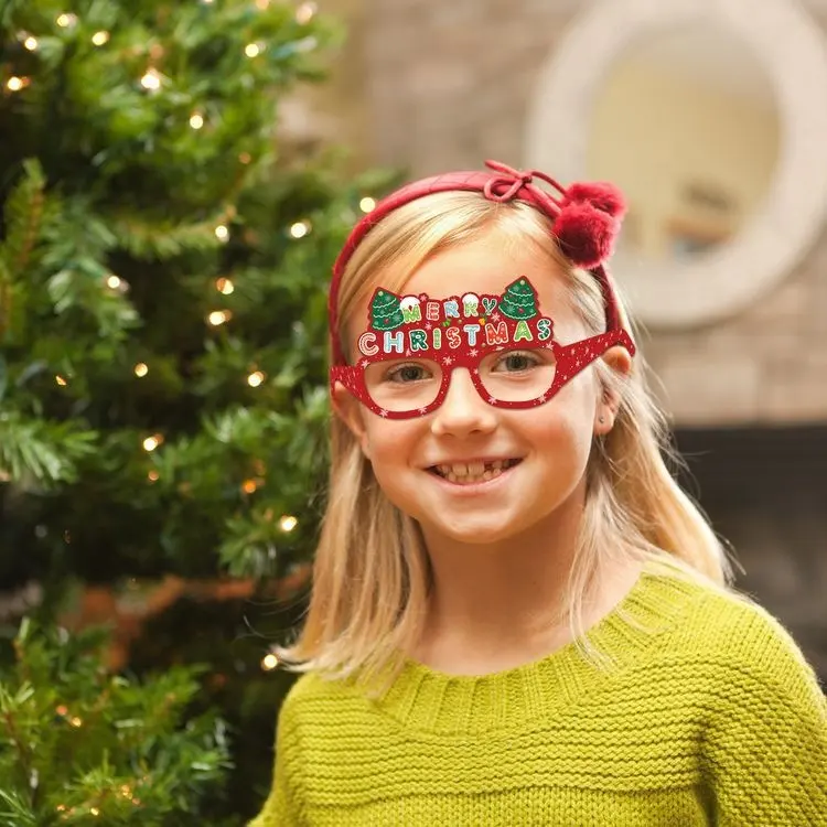 12 pièces/ensemble lunettes en papier de noël fête visage décor père noël décoratif vacances pour enfants cadeaux créatifs jouets décor à la maison fête