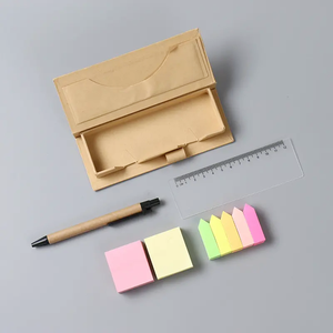Regalos promocionales personalizados Eco Sticky Notes Box Set cubo blocs de notas Bloc de notas con etiqueta de índice y bolígrafo - Product Image 6