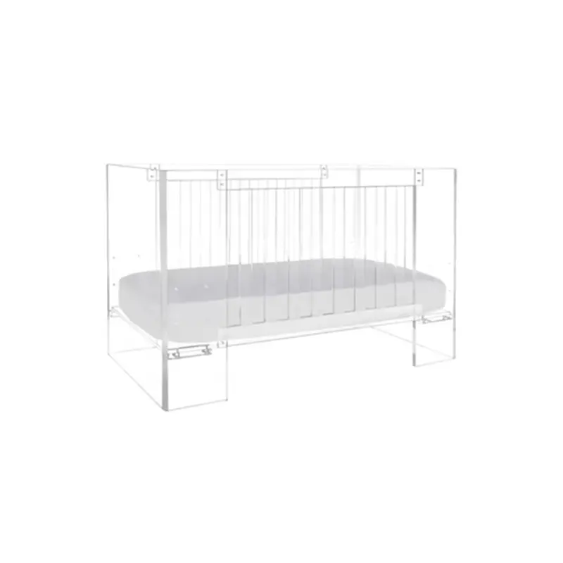 Transparente Acryl-Möbel Krippe Neugeborenes Baby Wohnzimmer klares Bett Höhe einstellbares Geländer Anti-Fall-Zaun Krippe