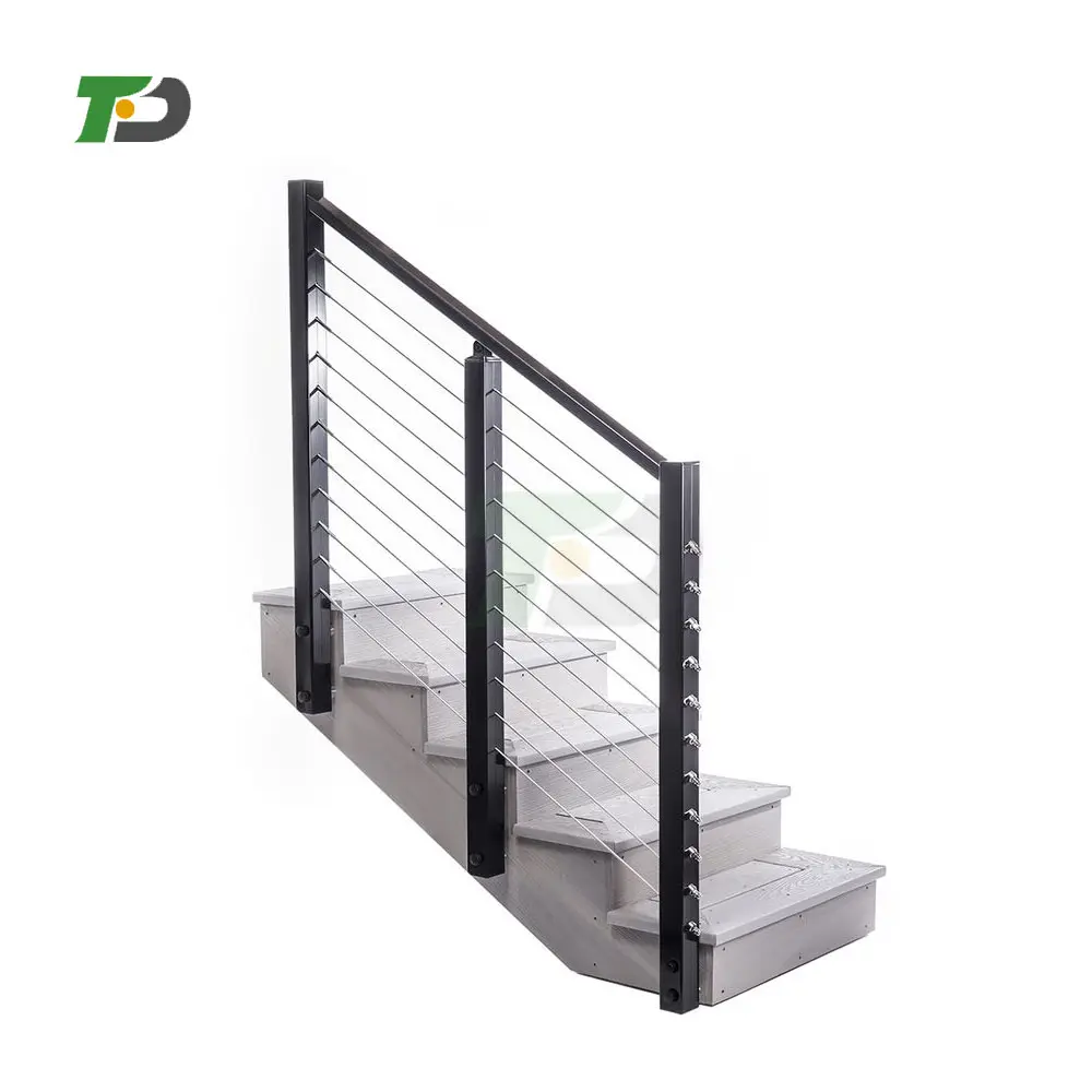 DF stainless steel balustrade with wooden handrail square cable railing post