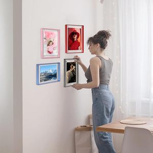 Великолепные цветные акриловые фоторамки 8x10, современные плавающие стеллажи для стен и настольного домашнего фото дисплея - Product Image 6