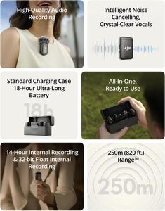 インテリジェントノイズをキャンセルするD J Mic 2ワイヤレスマイク32ビットフロート内部録音最適化サウンド250m (820 Ft。) - Product Image 2