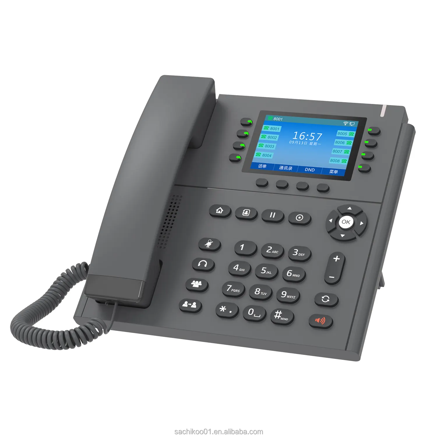 โทรศัพท์ IP 2023 ใหม่รุ่น Wifi SIP ธุรกิจ 8 บัญชี SIP จอแสดงผลขนาดใหญ่สําหรับสํานักงานโรงแรมใช้โทรศัพท์ Ip Voip ผลิตภัณฑ์ Ip Pbx