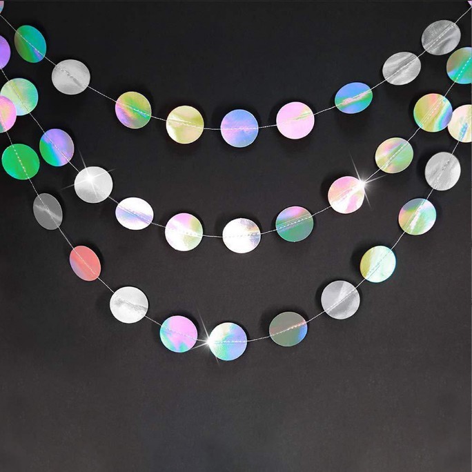 colorful Iridescent silver mirror round disc
