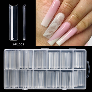 ปลายเล็บอะคริลิครูปทรงสี่เหลี่ยมยาว XXL พร้อมกล่องยาวพิเศษ XL C ปลายโค้งครึ่งฝาครอบเครื่องมือทำเล็บ - Product Image 1