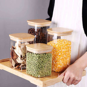 Ru yıldız borosilikat geniş ağız şeker çerez baharat cam kavanoz konteyner bambu kapaklı - Product Image 5