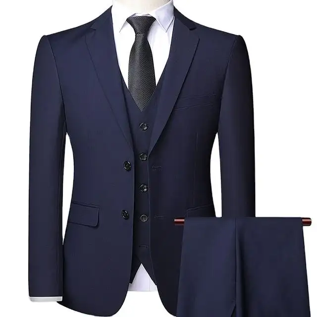 Direct Factory Supply Men's Formal Business Suit with V-Neck Button Closure Cotton Pants Waterproof Print Plus Size Options