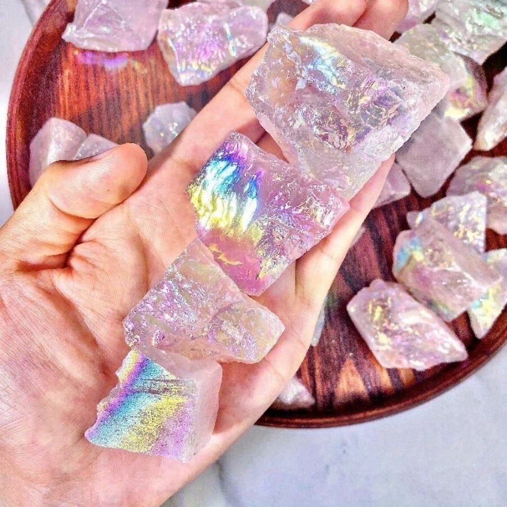 Aura rose quartz raw stone