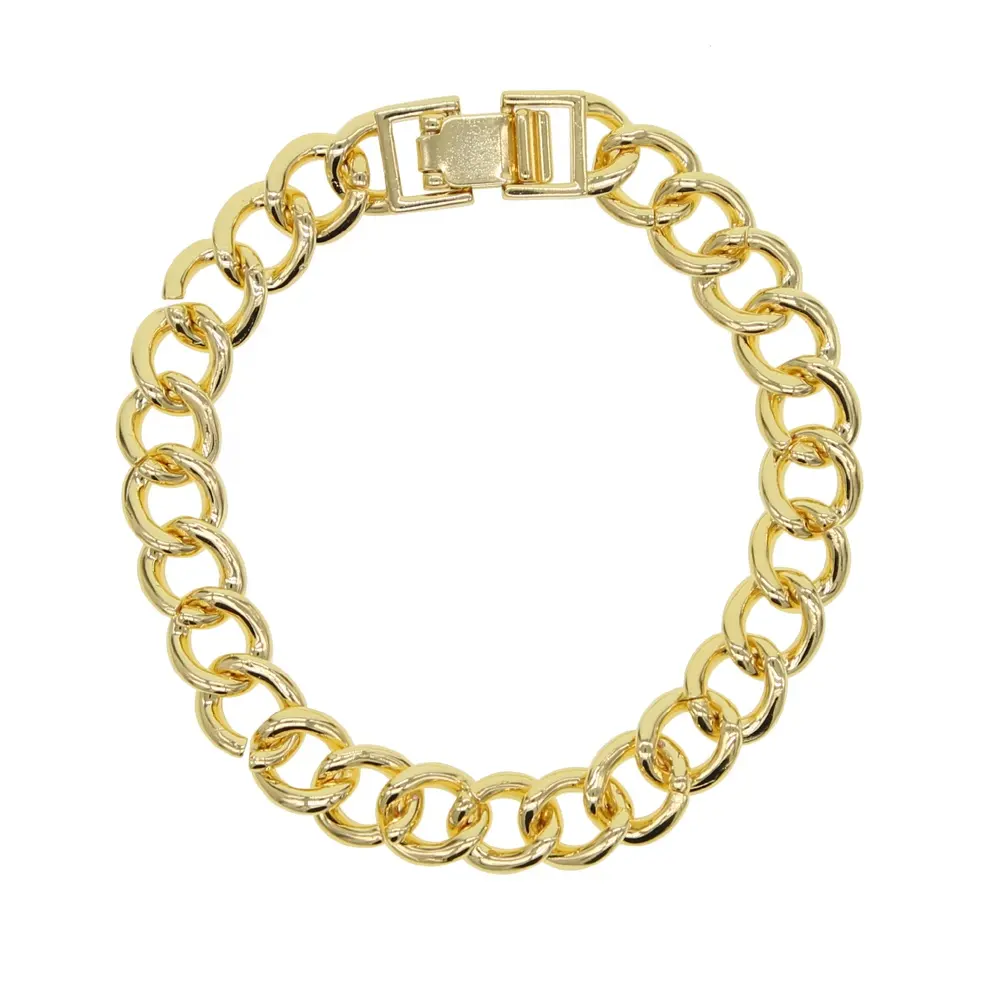 Promozione pianura Miami Cuban link chain bracciale oro argento classico catena donna gioielli hiphop