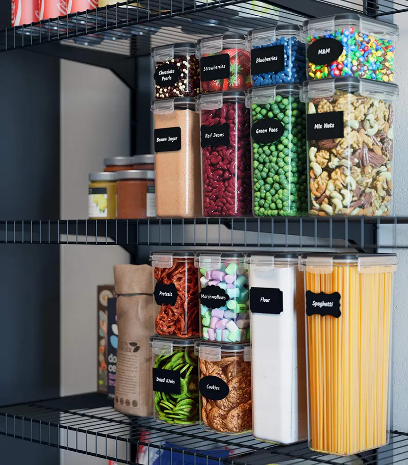 24 pièces ensemble de récipients en plastique transparent hermétique organisateur de cuisine garde-manger organisation stockage conteneurs alimentaires