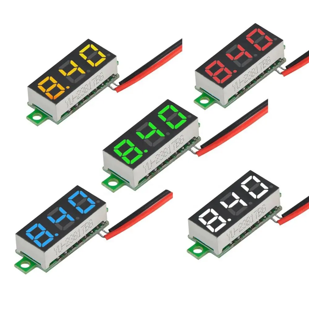 빨간색 LED 100 "슈퍼 미니 자동차 오토바이 배터리 3-와이어 디지털 전압계 전압 측정기 DC 0-0.28 V 자동차 전류 패널 게이지