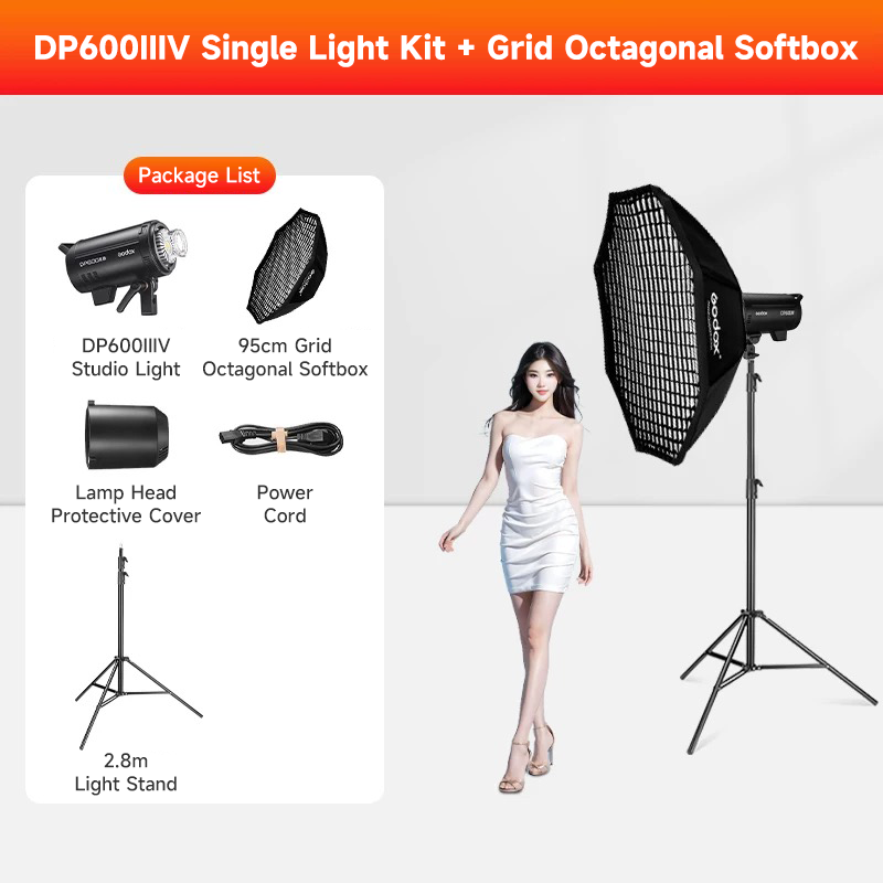 DP600IIIV + 95cm Grid Otca Softbox + 2.8m Light Stand