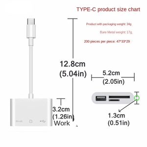 3 In 1 çoklu Port Hub dönüştürücü tip-c/yıldırım için USB A OTG adaptörü TF SD bellek kart okuyucu Iphone Android ve dizüstü - Product Image 3