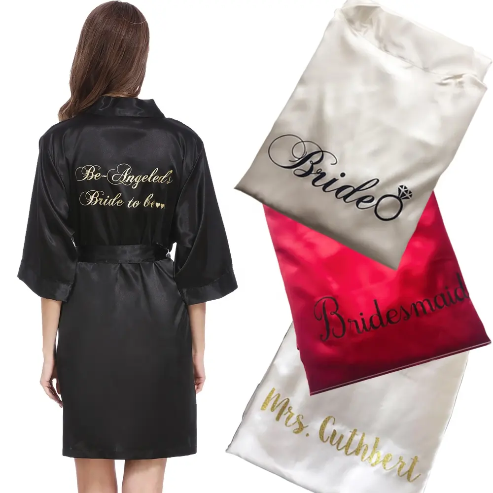 Batas de satén personalizadas con Logo para mujer, túnicas de cumpleaños