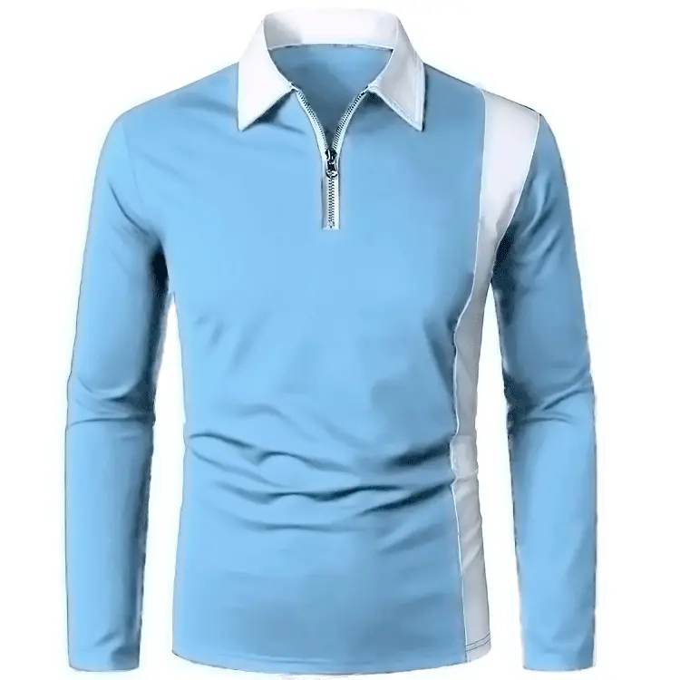 New Fashion Men's Color Block Lapel Polyester Long Sleeves T Shirts Pour Hommes Polo Men's Polo Shirts Golf Polo T-Shirt For Men