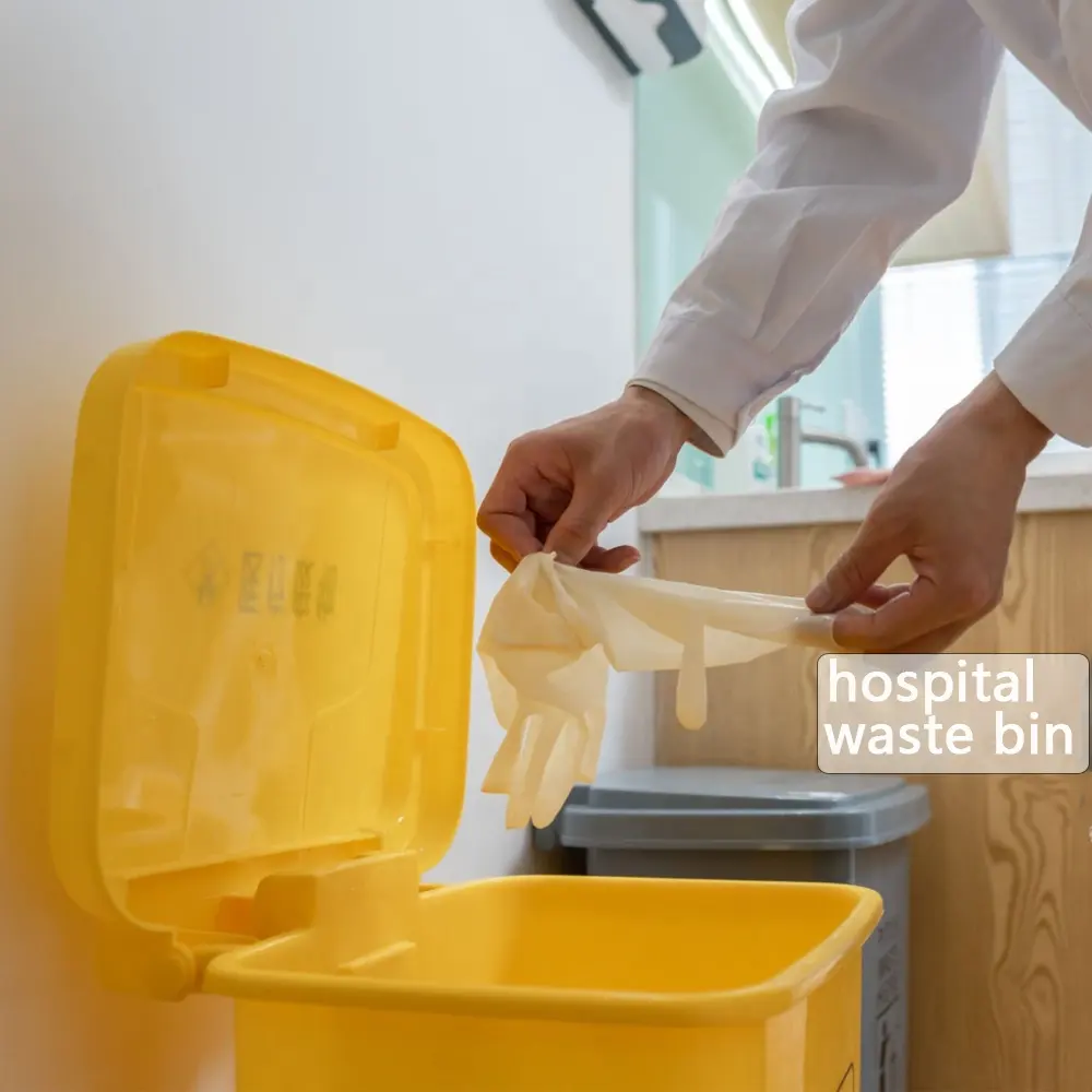 Chemical Waste Dust Bin Yellow Biohazard Hazardous Disposal Medical Waste Bin