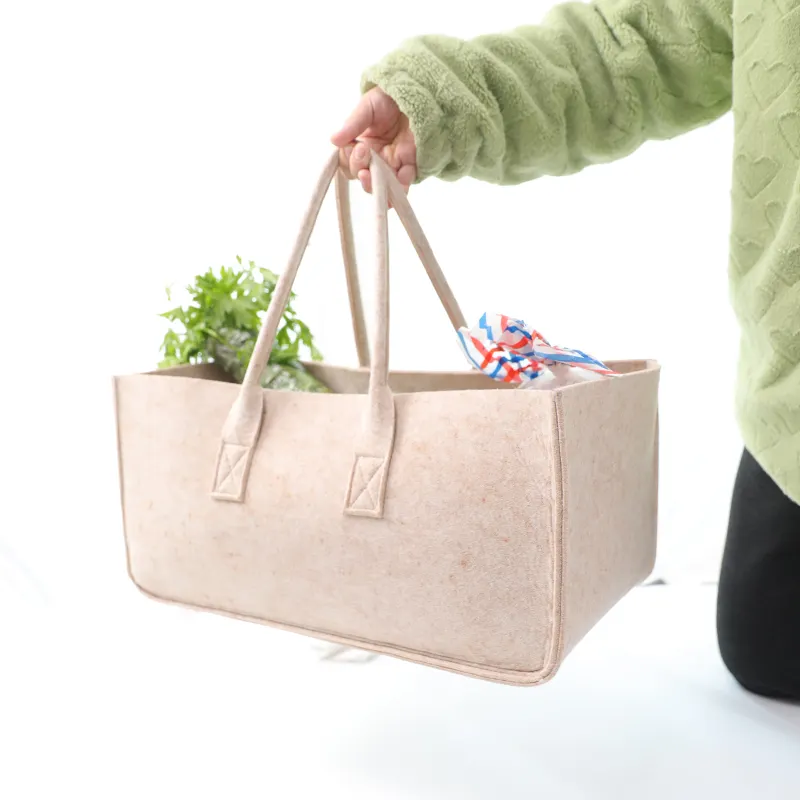 Özel büyük taşınabilir keçe depolama sepeti moda özel renk seyahat Tote çanta bebek bezi Caddy organizatör yatak odası Bin