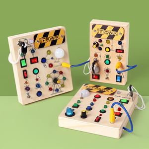 Baby Wooden Montessory Busy Board Switch Light LED Simulation Socket Switch <strong>Teaching</strong> AIDS Life Skills Cognitive Toys - Product Image 3