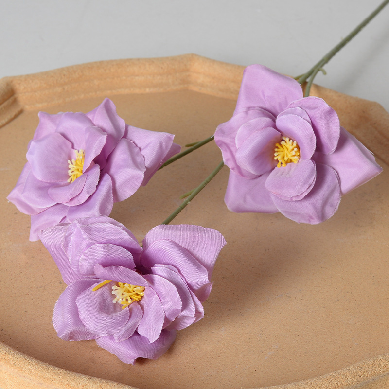 3 roses violettes