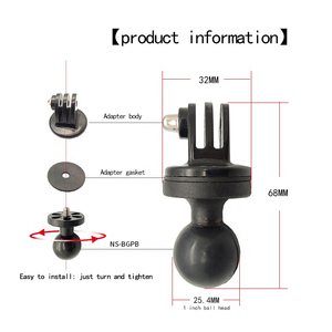 マウント・for Go Pro Tacticoアームダブルボールヘッドアダプターブラケット付きgoproオートバイ用ミラーマウント回転カメラアングルホルダー - Product Image 4